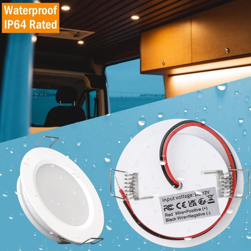 Obeaming 8 Pack 12 Volt LED Puck Light 2.75” RV Recessed Mount Ceiling Light for Camper Van Truck Boat Interior Ceiling Kitchen Cabinet Lighting CRI 93 (Pearly White/Warm White) - Image 5